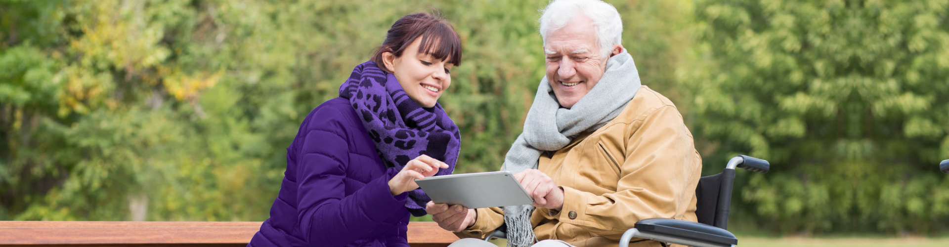 caregiver with senior man